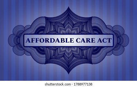 affordable care act text inside Linear currency Blue emblem. Bars chic background. Artistic illustration. 