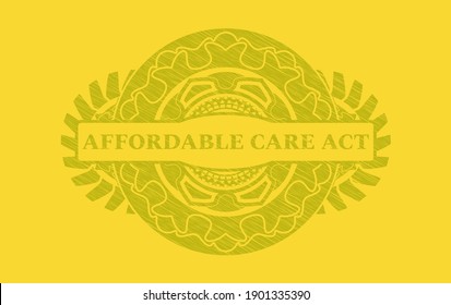 affordable care act text inside Yellow stroke emblem. Lemon luxurious background. Artistic illustration. 