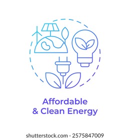 Affordable and clean energy blue gradient concept icon. Green power, electricity. Round shape line illustration. Abstract idea. Graphic design. Easy to use in infographic, presentation