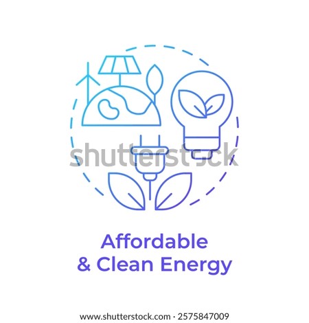 Affordable and clean energy blue gradient concept icon. Green power, electricity. Round shape line illustration. Abstract idea. Graphic design. Easy to use in infographic, presentation