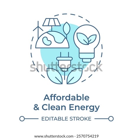 Affordable and clean energy soft blue concept icon. Green power, electricity. Round shape line illustration. Abstract idea. Graphic design. Easy to use in infographic, presentation