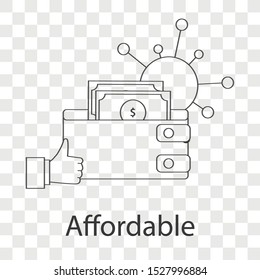 Affordable icon on transparency background. Creative design use for presentation. Line vector illustration for project.