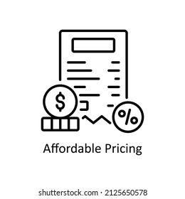 Affordable Pricing vector Outline icon for web isolated on white background EPS 10 file