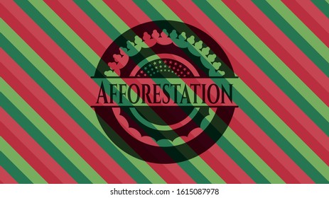 Afforestation christmas style emblem. Vector Illustration. Detailed.