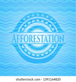 Afforestation water wave representation emblem. Vector Illustration. Detailed.