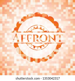 Affront abstract orange mosaic emblem with background