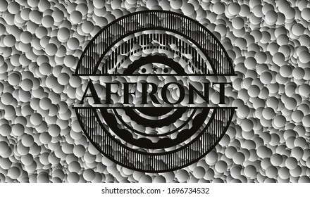 Affront black emblem with bubbles background. Vector Illustration. Detailed.