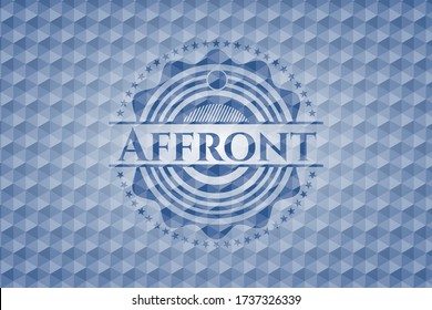 Affront blue emblem or badge with abstract geometric polygonal pattern background. Vector Illustration. Detailed. 