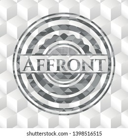 Affront grey emblem with geometric cube white background