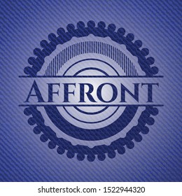 Affront jean or denim emblem or badge background. Vector Illustration. Detailed.