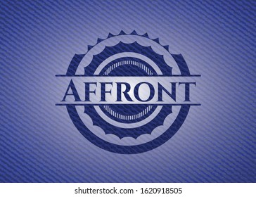 Affront jean or denim emblem or badge background. Vector Illustration. Detailed.