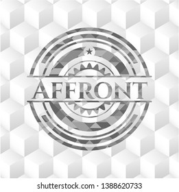 Affront realistic grey emblem with cube white background