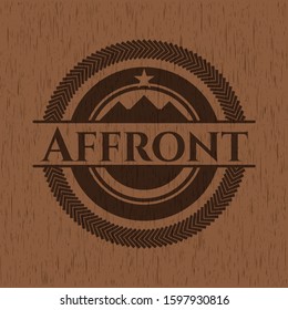 Affront vintage wooden emblem. Vector Illustration.