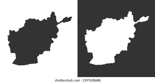 Afganistan Map With Black and White Color Vector