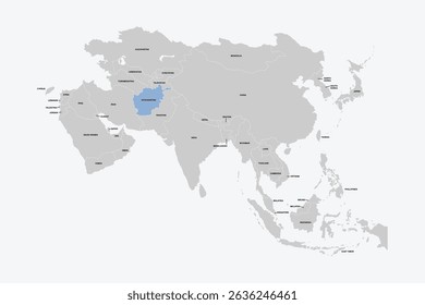 Afganistan vector map, Asia map Silhouette isolated on white background. for website layouts, background,education,travel worldwide, map silhouette and earth geography