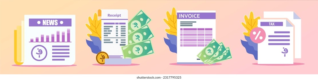 Afghan Afghani Receipt and Documents Illustration