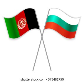 Afghan and Bulgarian crossed flags. Afghanistan combined with Bulgaria isolated on white. Language learning, international business or travel concept.