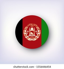 Afghan Flag As Circle Icon, Vector Flag Of Afghanistan