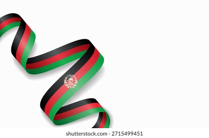Afghan flag stylized wavy ribbon, symbolizing national pride, celebration, or cultural identity. Vector illustration.
