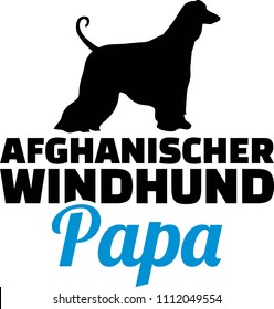 Afghan Hound dad silhouette with blue word german