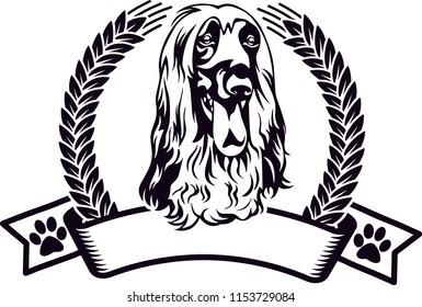 Afghan Hound Dog Breed Love Peeking Pet Puppy Mom Design Element Ribbon