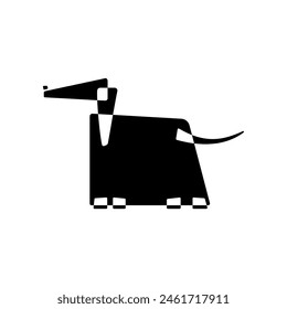 Perro afgano. Silueta de raza de perro. Plantilla de iconos. Estilo gráfico de vanguardia. Ilustración vectorial en blanco y negro sobre fondo blanco.