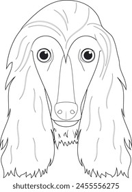 Ilustración vectorial de dibujos animados para colorear fácil perro de Perro Afgano. Aislado sobre fondo blanco