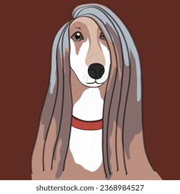 Afghan Hound dog face cartoon vector illustration