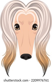 Icono de la cara del perro afgano. Cabeza de perro de caricatura