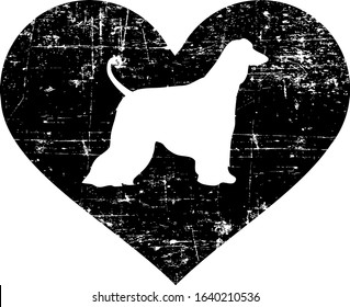 Afghan Hound silhouette in black heart