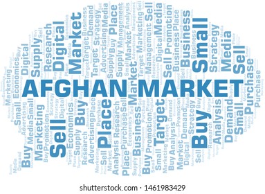 Afghan Market word cloud. Vector made with text only