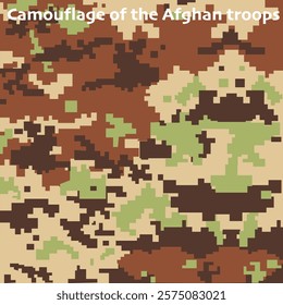 Afghan troops. Professional army pixel camouflage of Afghanistan. Professional army of the country. EPS 10.