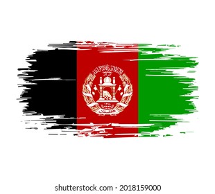 Afghani flag brush grunge background. Vector illustration.