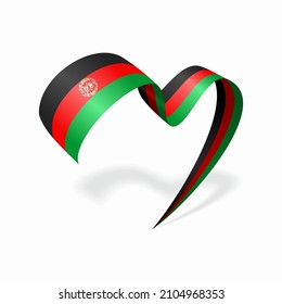 Afghani Flag Heart Shaped Ribbon. Vector Illustration.