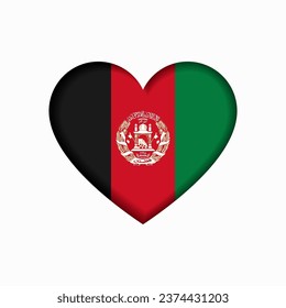 Afghani flag heart-shaped sign. Vector illustration.