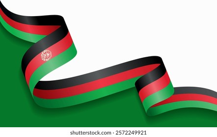 Afghani flag wavy abstract background. Vector illustration.