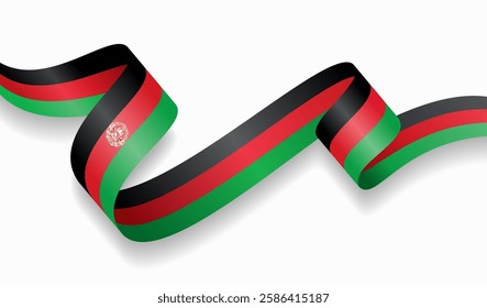 Afghani flag wavy abstract background. Vector illustration.