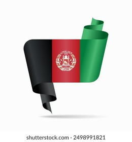 Afghani flag wavy ribbon background. Vector illustration.