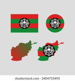 Afghanistan 1929 national flag and map vectors set....