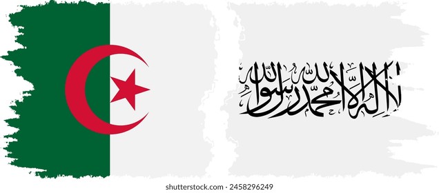 Afghanistan and Algeria grunge flags connection, vector