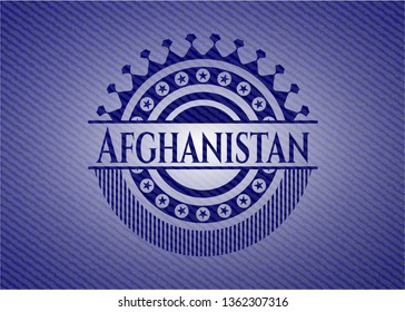Afghanistan badge with denim texture