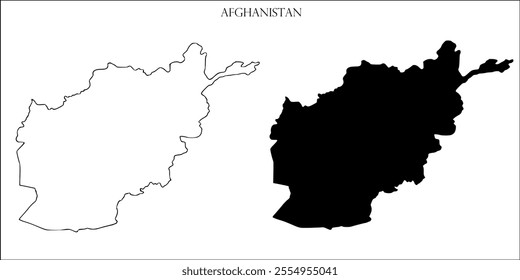 Afghanistan Blank Map, Afghanistan Map Outline Vector Images