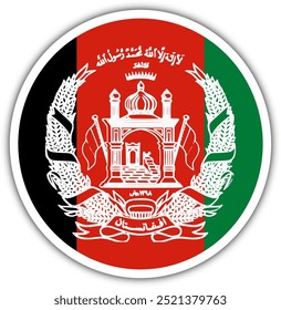 Afghanistan Button Flag Vector Template Design Illustrator