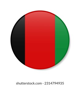 Afghanistan circle button icon. Afghan round badge flag with shadow. 3D realistic vector illustration isolated on white.