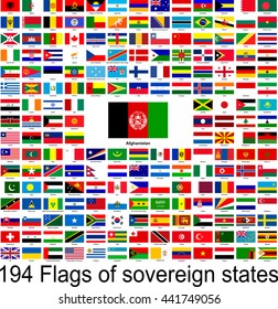 Afghanistan, collection of vector images of flags of the world