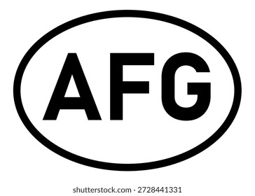 Afghanistan country code AFG icon vector on a white background
Country code abbreviation oval sticker icon on a white background