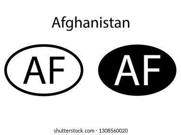 Afghanistan country code icon.  Iso code country domain name.   AF - Afghanistan abbreviated. vector