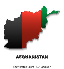 Afghanistan country map and flag. vector illustration