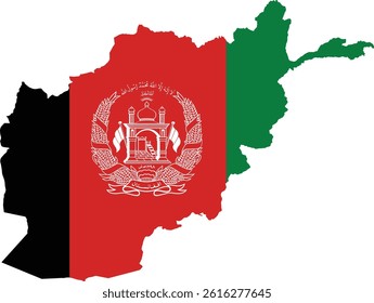 Afghanistan Country Map And Flag Vector Design Stock Photo