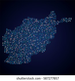 Afghanistan country map made from binary code numbers.
